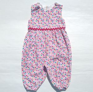 Handmade girls heart printed romper overalls